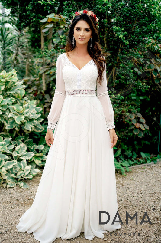 Layla A-line V-neck Ivory Wedding dress
