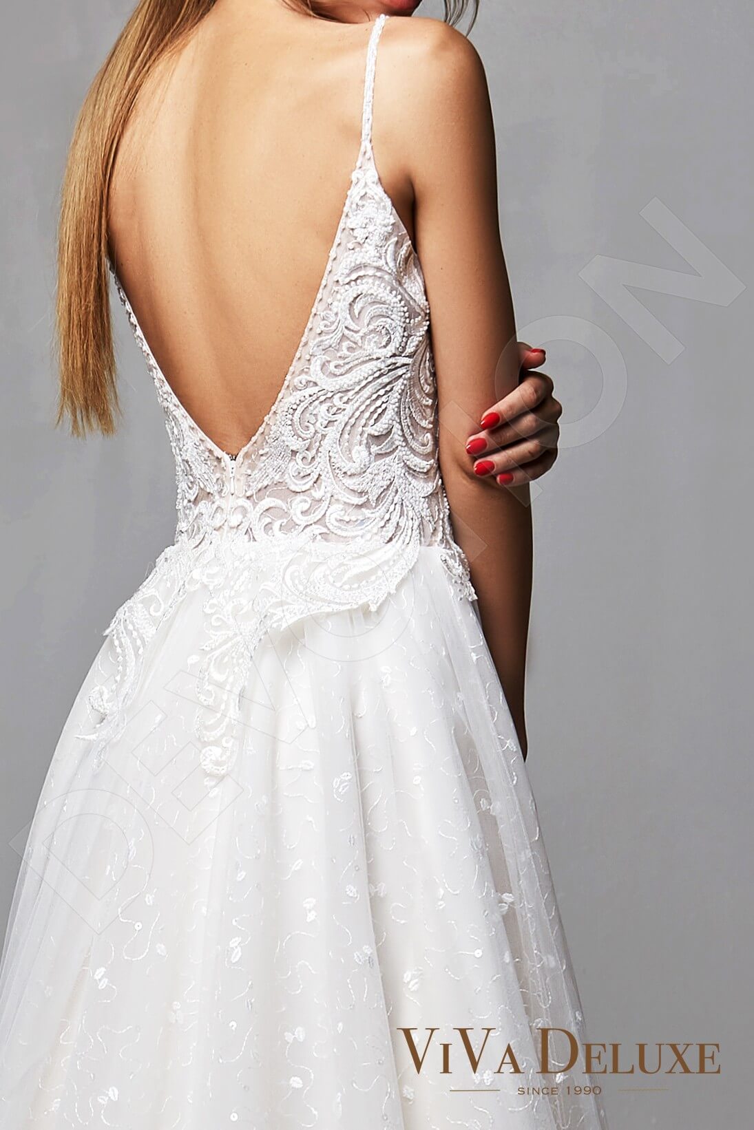 Adelle A-line V-neck Ivory Nude Wedding dress