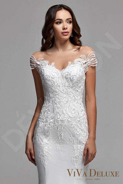Donnelle Illusion back Trumpet/Mermaid Short/ Cap sleeve Wedding Dress 4