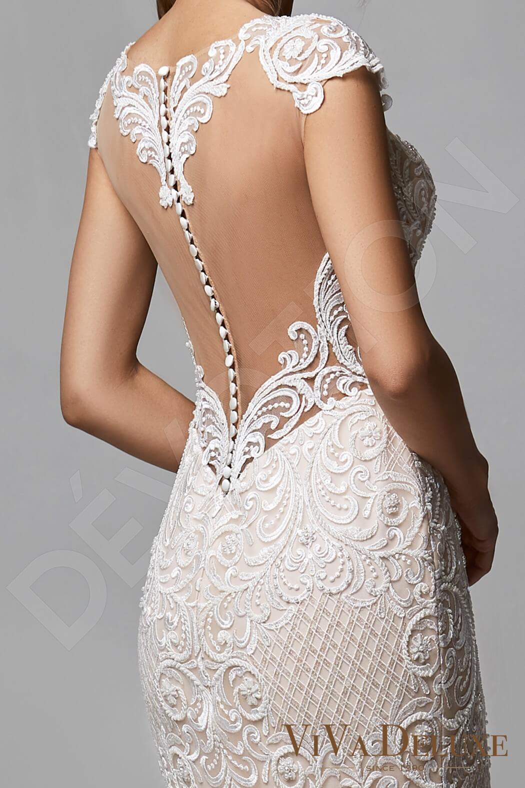 Kirsten Illusion back Trumpet/Mermaid Short/ Cap sleeve Wedding Dress 5