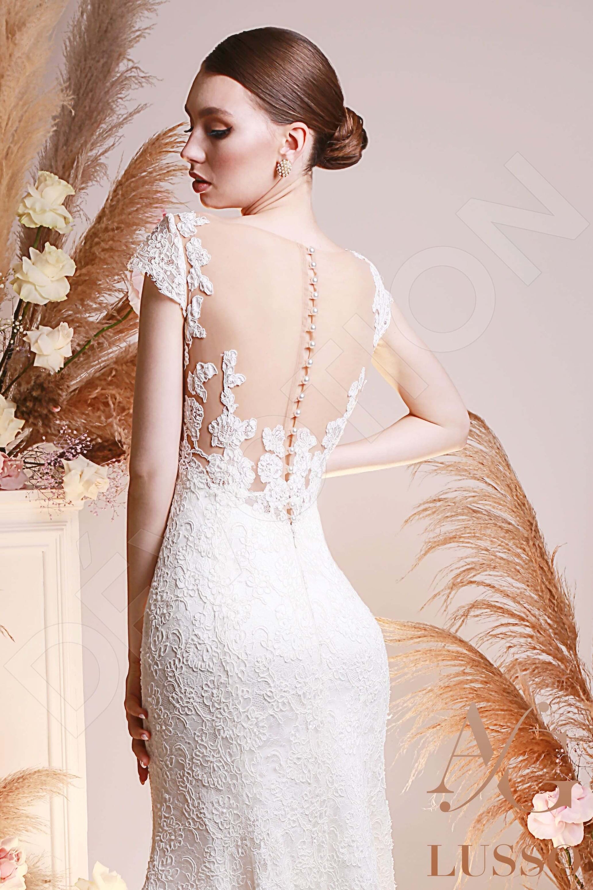 Dolinna Trumpet/Mermaid Illusion Ivory Wedding dress