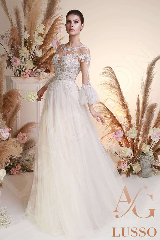 Ezra A-line Jewel Ivory Wedding dress