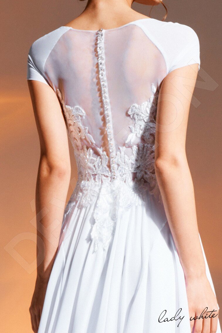 Bahini A-line Jewel White Wedding dress