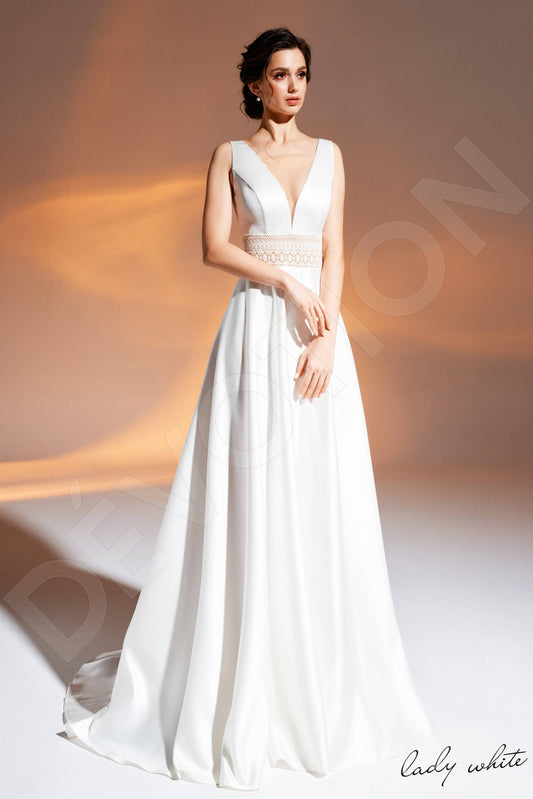 Rabiah A-line Illusion Ivory Wedding dress