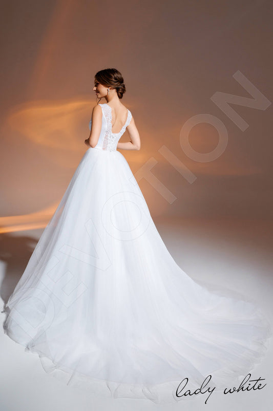 Sabah A-line Square White Wedding dress