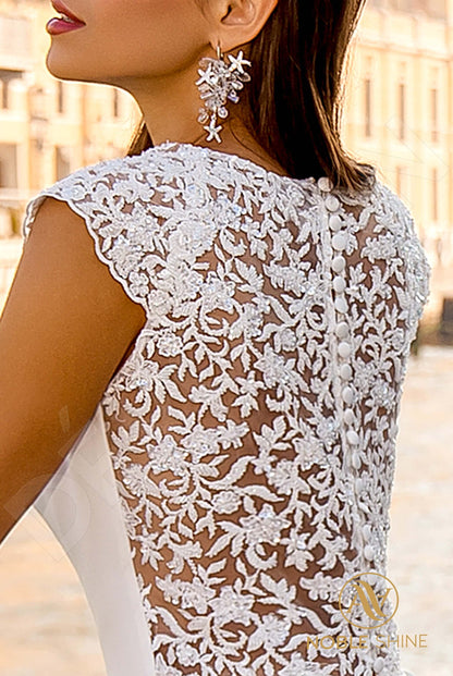 Ornella Full back A-line Short/ Cap sleeve Wedding Dress 7