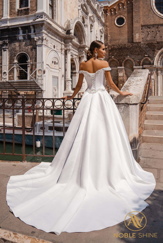 Antonella A-line Off-shoulder/Drop shoulders Milk Wedding dress