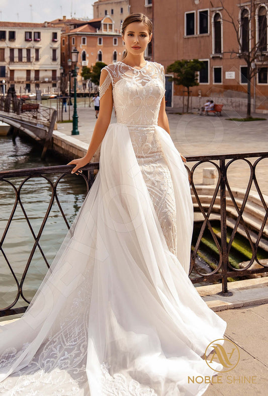 Conchita A-line Jewel Milk Cappuccino Wedding dress