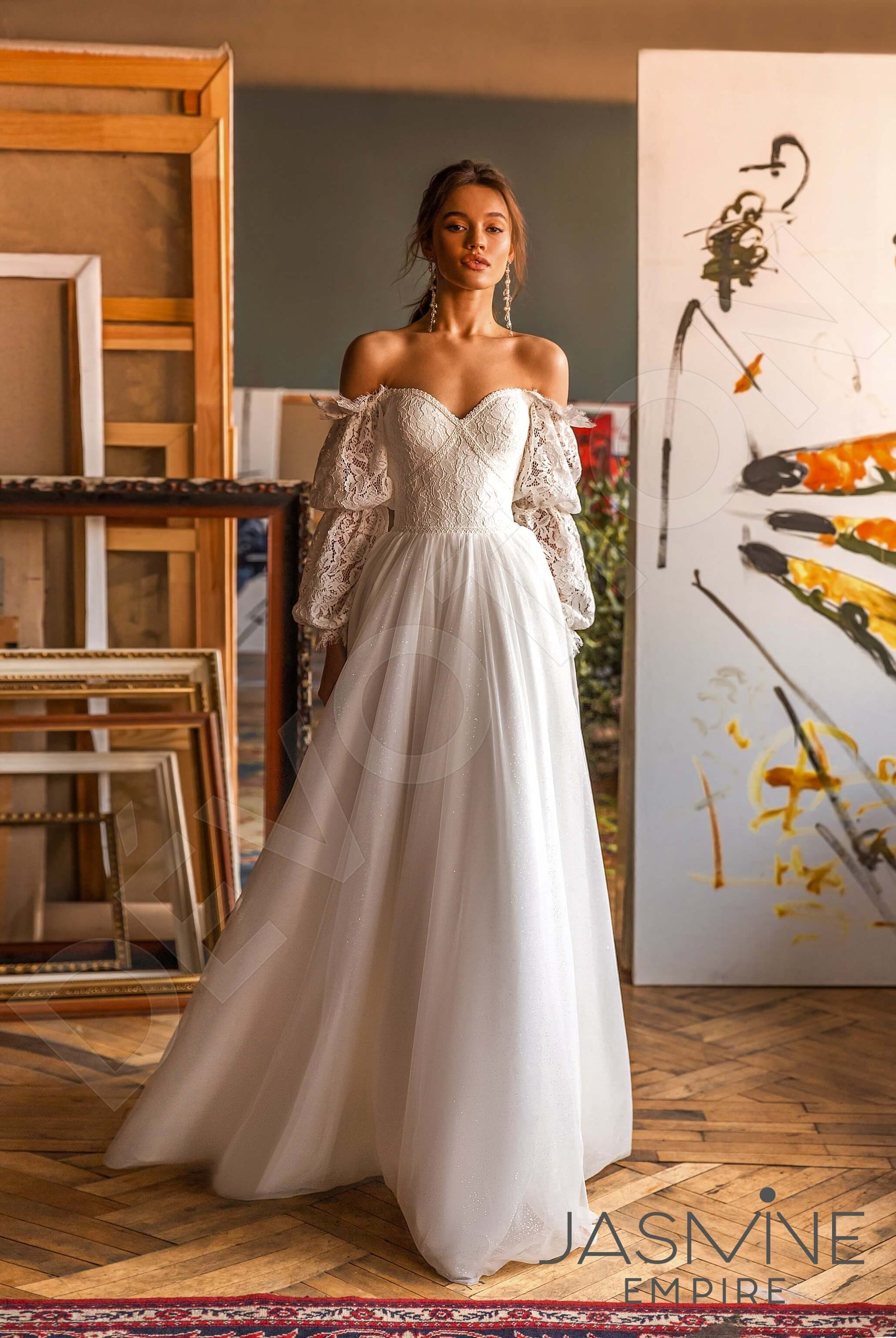 Hayden A-line Off-shoulder/Drop shoulders Ivory Wedding dress