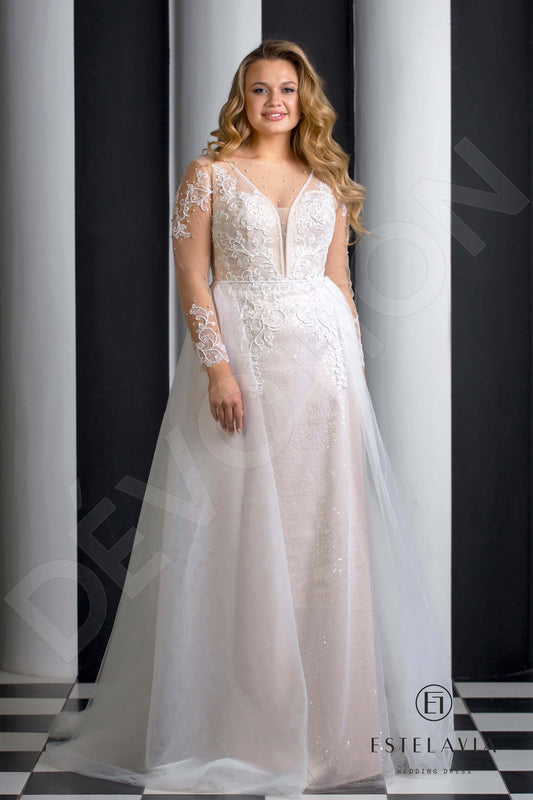 Aprilly A-line Illusion Milk Cappuccino Wedding dress