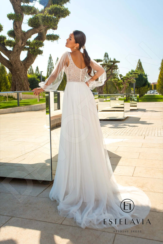 Nel A-line Square Milk Wedding dress