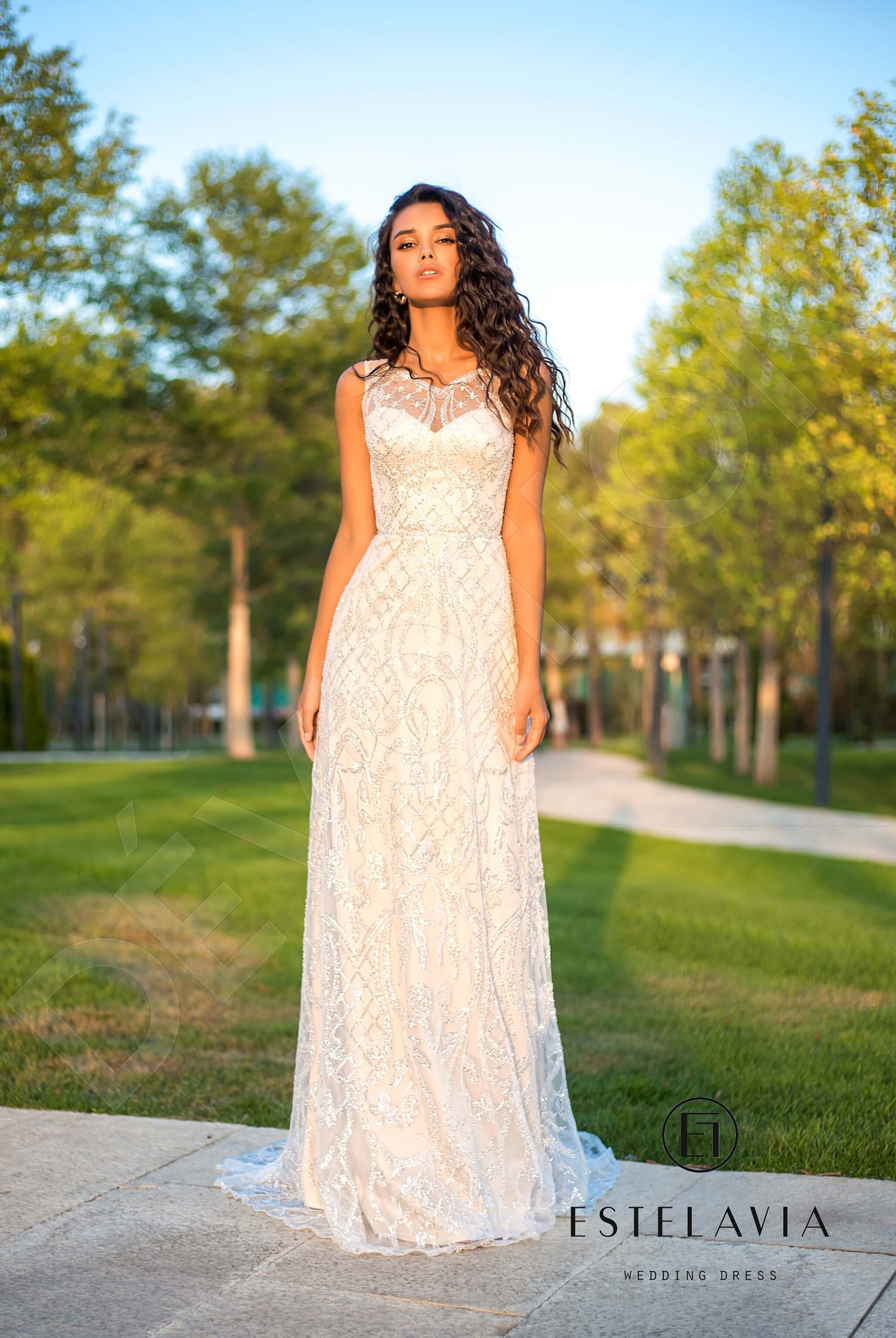 Adelaide A-line V-neck Milk Cappuccino Wedding dress