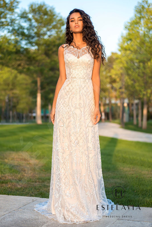 Adelaide A-line V-neck Milk Cappuccino Wedding dress
