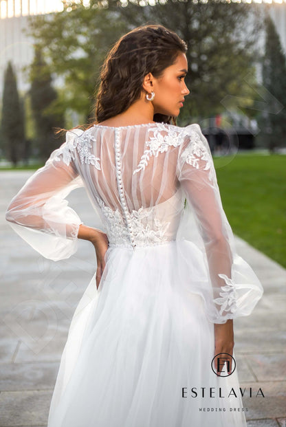 Nettie Full back A-line Long sleeve Wedding Dress 3