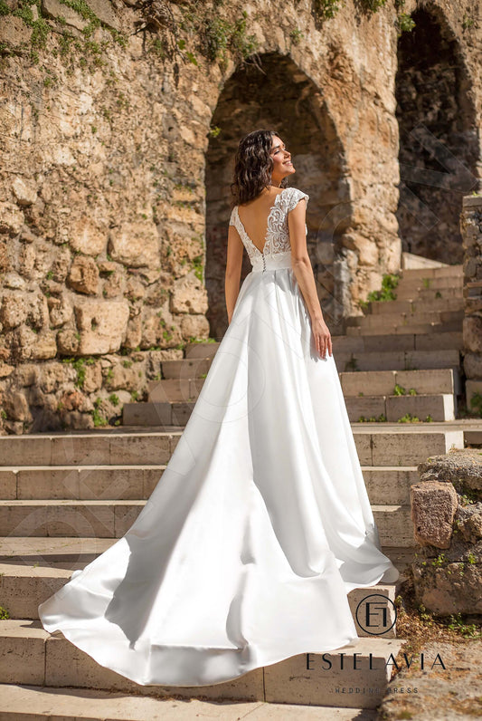 Lorie A-line V-neck Milk Wedding dress