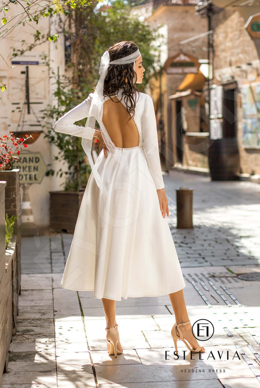 Mikah A-line High neck Milk Wedding dress