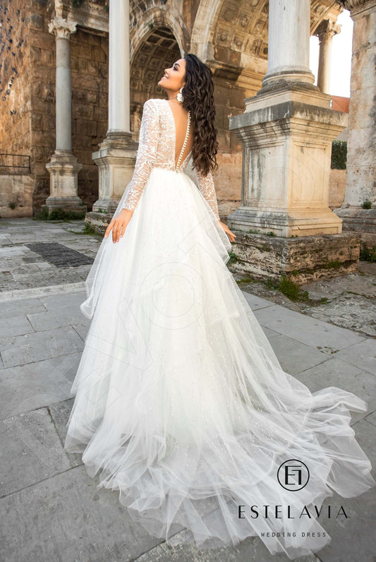 Ellier A-line Illusion Milk Wedding dress