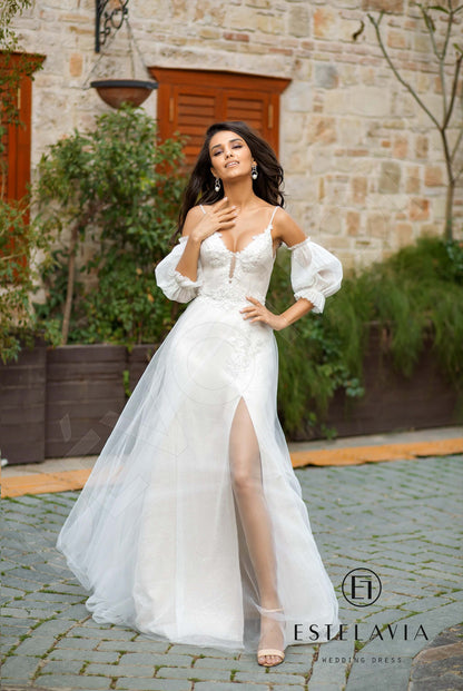 Britta Open back A-line 3/4 sleeve Wedding Dress 5