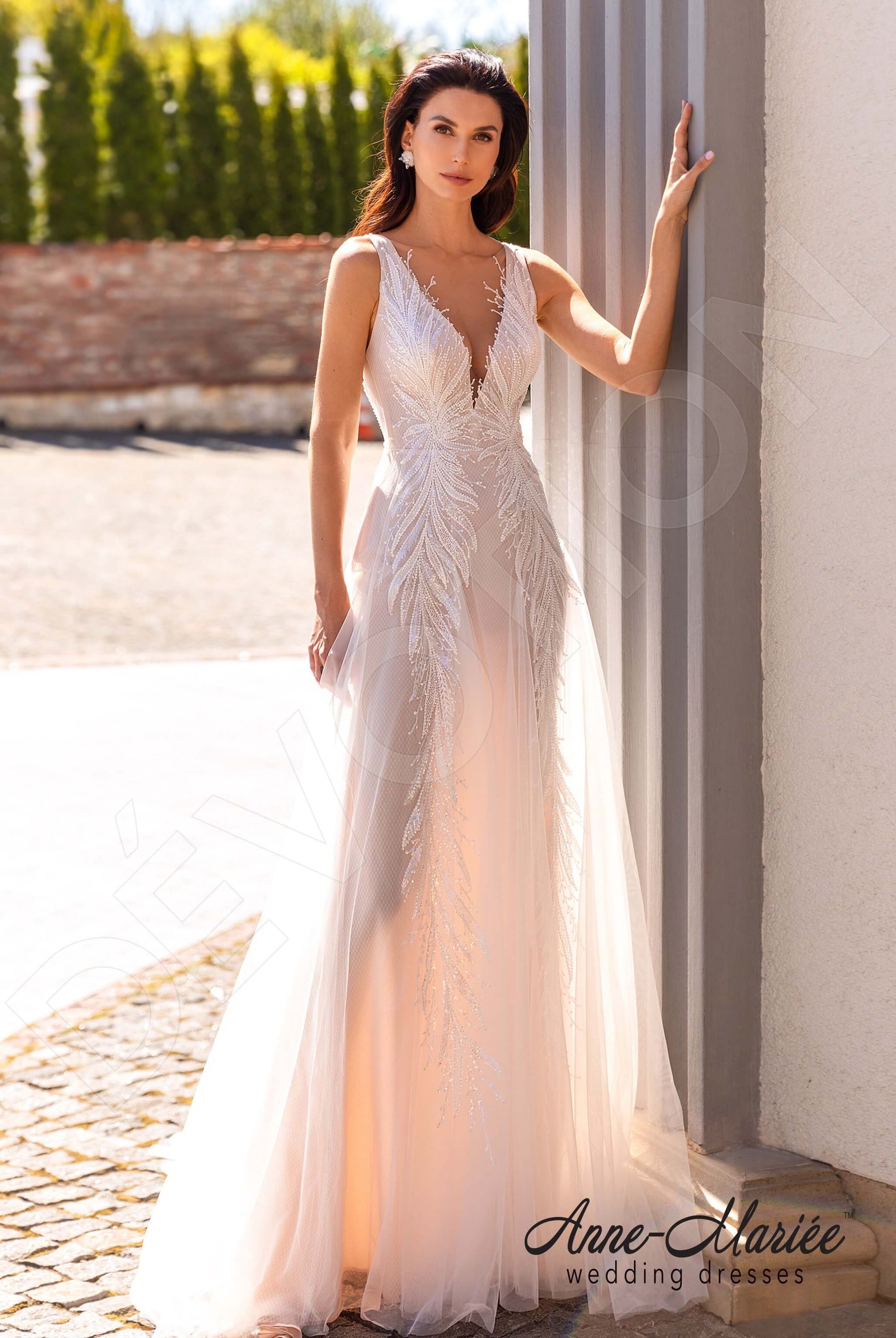 Elinor A-line Illusion Milk Peach Wedding dress