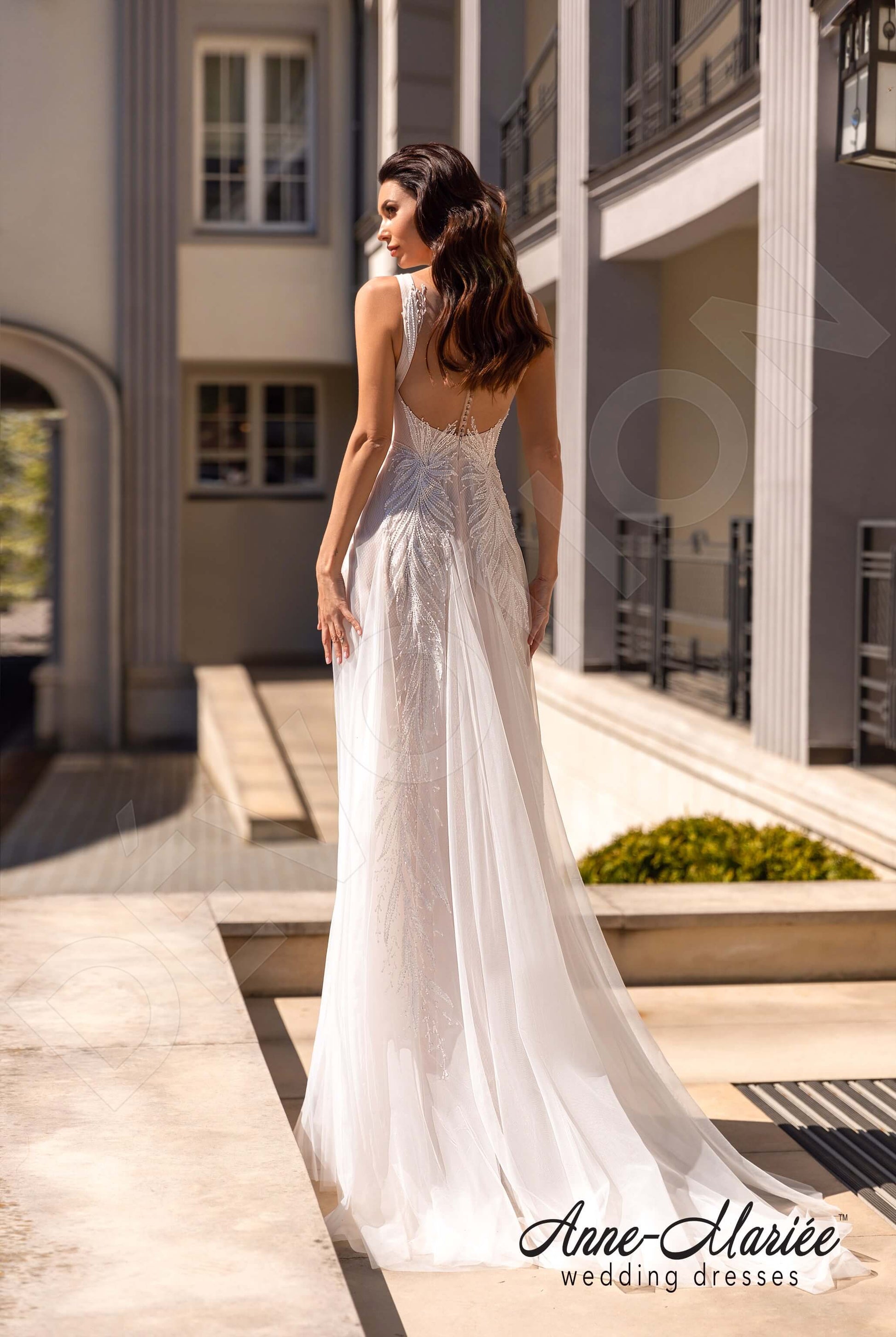 Elinor A-line Illusion Milk Peach Wedding dress