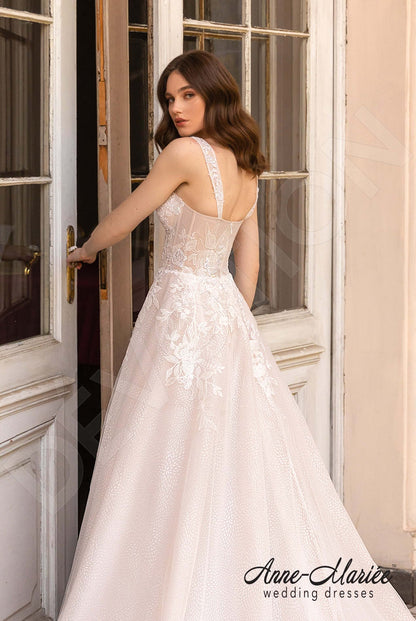 Emelin Open back A-line Straps Wedding Dress 4