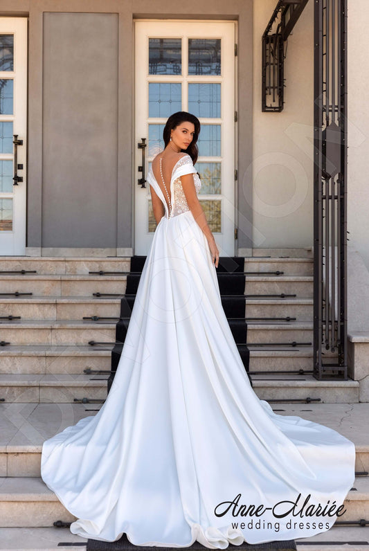Ewet A-line Illusion Milk Wedding dress