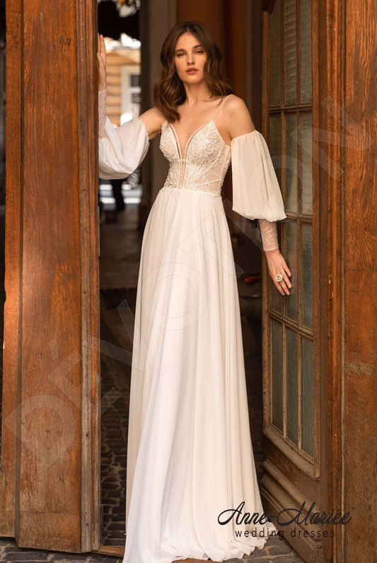 Selma A-line V-neck Milk Wedding dress